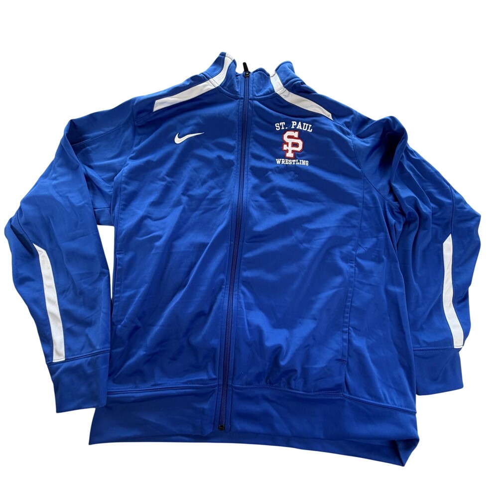 St. Paul Wrestling Jacket Mens Large Blue Nike Full Zip Track Warm Up Top